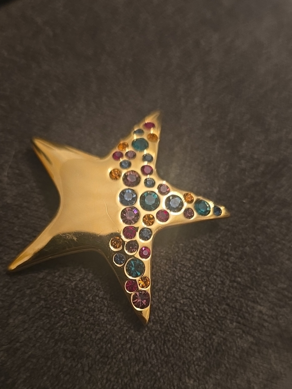 Napier Gold Starburst Brooch with Blue, Purple, Pink and Amber Stones